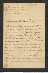 Nachlass Franz Steindachner, Brief von Hector F. E. Jungersen an Franz Steindachner (25.09.1899), Inv.Nr. 262.01, Seite 1